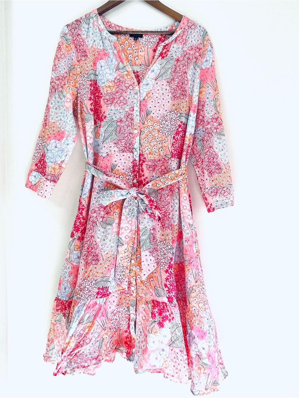 Talbots Paisley 100% Cotton Button Up Belted Midi Dress 14 FIT LIKE 12 Beautiful
